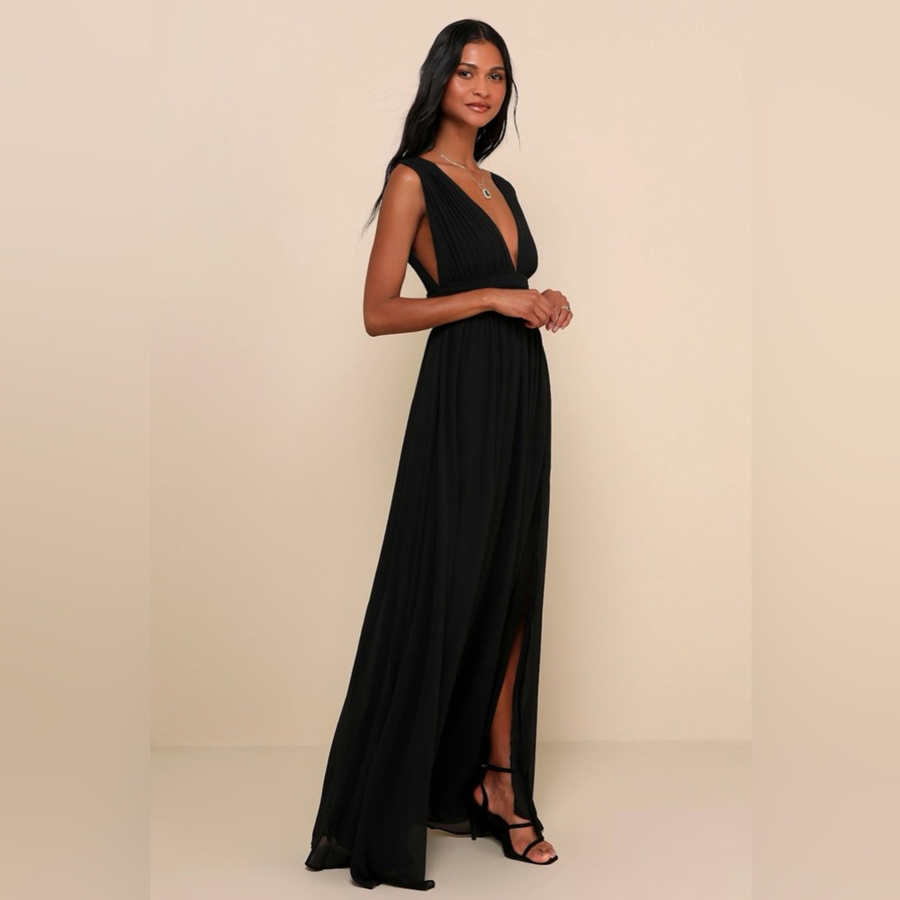 NWOT Lulus Heavenly Hues Black Maxi Dress - Picture 4 of 7